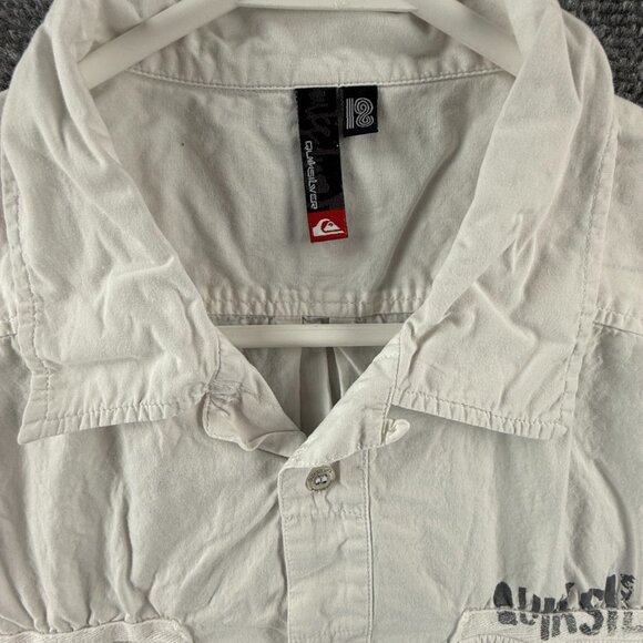 Quiksilver Loop Graphic Print All Cotton Camp Short Sleeve Medium White Casual - Picture 4 of 16